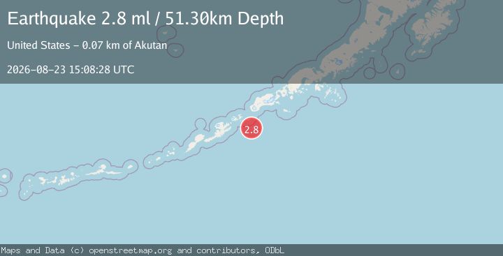Map of 74 km ESE of Akutan, Alaska