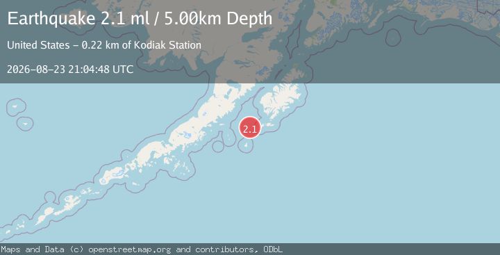 Map of 93 km SW of Akhiok, Alaska