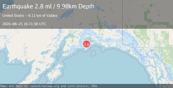 Map of 38 km NE of Chenega, Alaska
