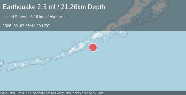 Map of 95 km SE of Akutan, Alaska