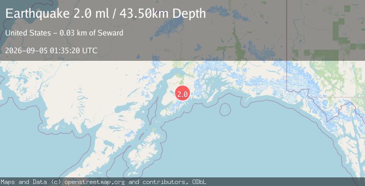 Map of 33 km WNW of Seward, Alaska