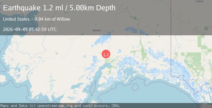 Map of 37 km WNW of Willow, Alaska