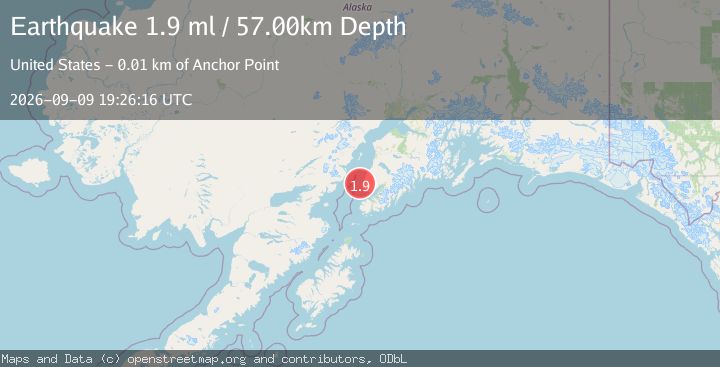Map of 8 km NW of Anchor Point, Alaska