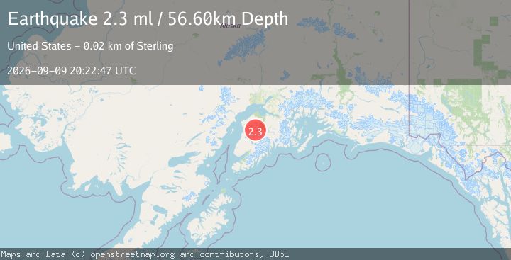 Map of 15 km ESE of Funny River, Alaska