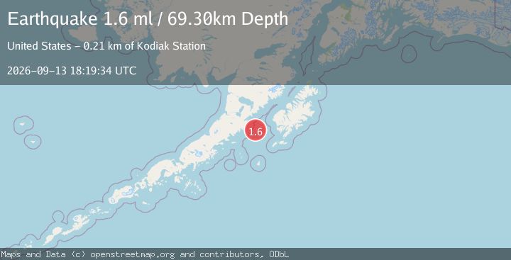 Map of 99 km W of Akhiok, Alaska