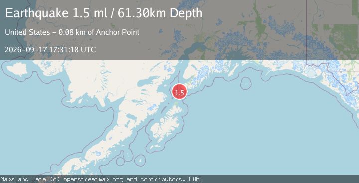 Map of 32 km SSW of Nanwalek, Alaska