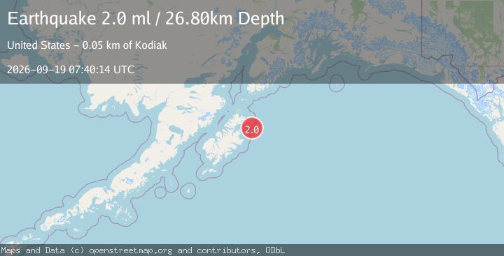 Map of 51 km ENE of Kodiak, Alaska