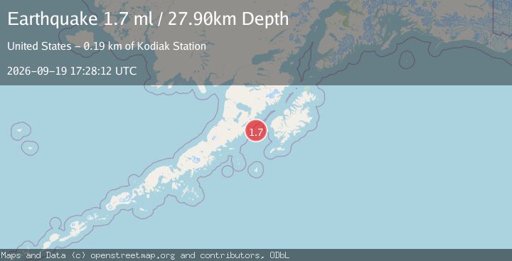 Map of 84 km WSW of Karluk, Alaska