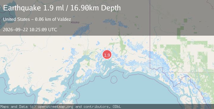 Map of 55 km WNW of Valdez, Alaska
