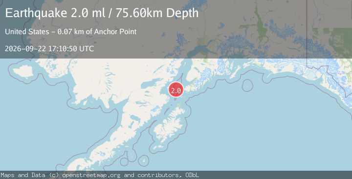 Map of 47 km W of Nanwalek, Alaska