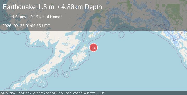 Map of 95 km ENE of Ouzinkie, Alaska