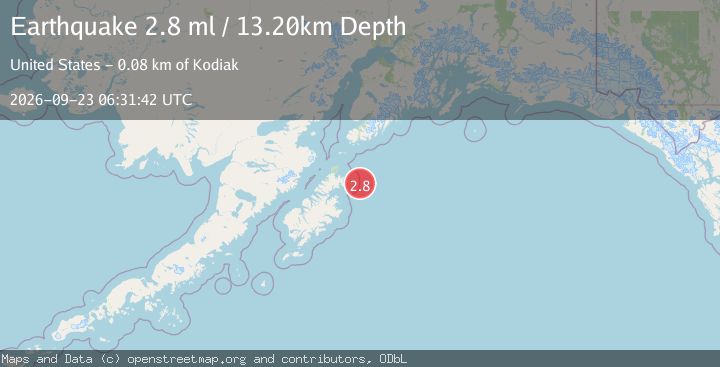Map of 74 km ENE of Ouzinkie, Alaska