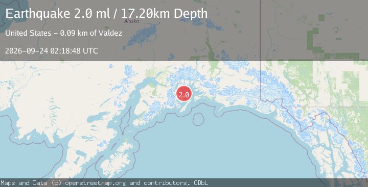 Map of 56 km SW of Tatitlek, Alaska