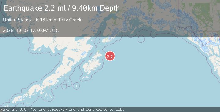 Map of 105 km ENE of Ouzinkie, Alaska