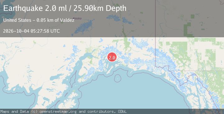 Map of 26 km WNW of Tatitlek, Alaska