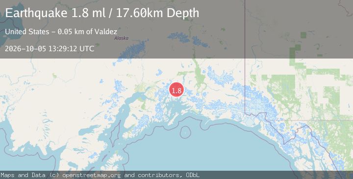 Map of 49 km WNW of Valdez, Alaska