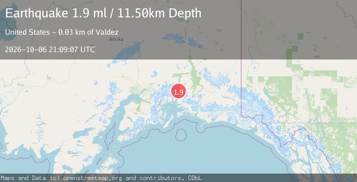 Map of 30 km NNW of Valdez, Alaska