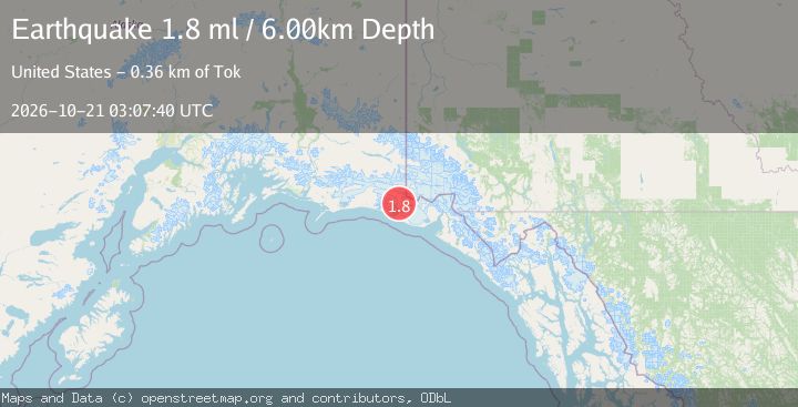 Map of 110 km NW of Yakutat, Alaska