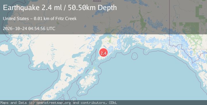 Map of 12 km E of Fritz Creek, Alaska