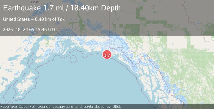 Map of 93 km WNW of Yakutat, Alaska