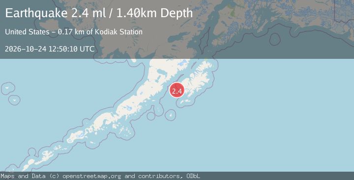 Map of 57 km WNW of Akhiok, Alaska