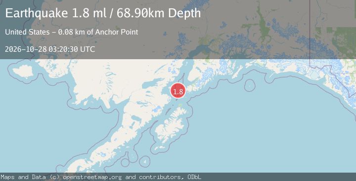 Map of 45 km WSW of Nanwalek, Alaska