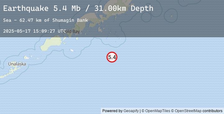 Map of 138 km SSE of Sand Point, Alaska