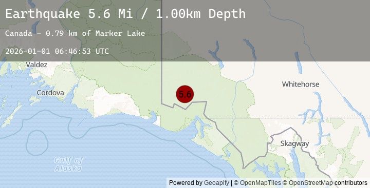 Map of 108 km N of Yakutat, Alaska