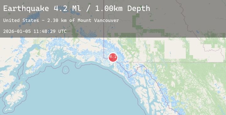 Map of 88 km N of Yakutat, Alaska