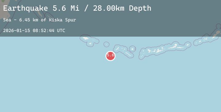 Map of 282 km SE of Attu Station, Alaska