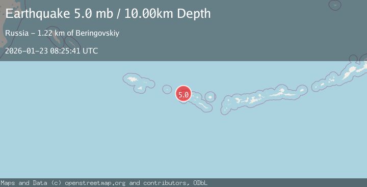 Map of 281 km ESE of Attu Station, Alaska