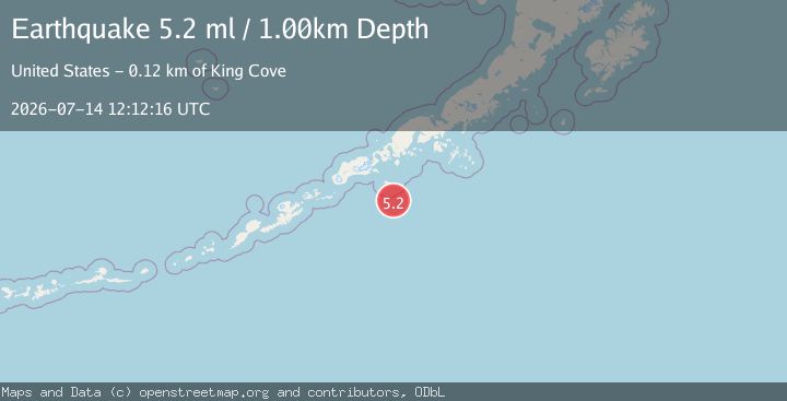 Map of 111 km SE of False Pass, Alaska