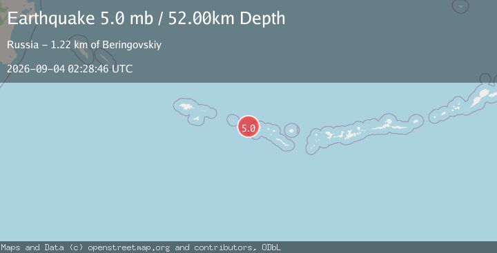 Map of 264 km ESE of Attu Station, Alaska