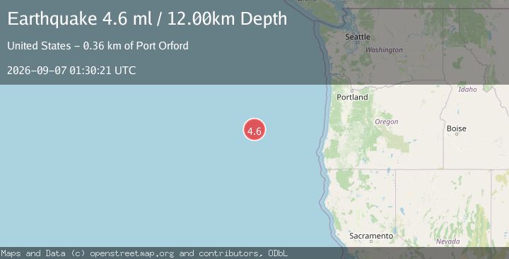 Map of off the coast of Oregon