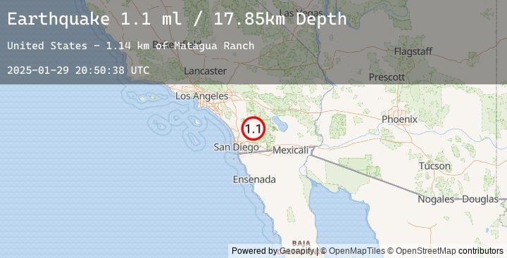 Map of 11 km S of Warner Springs, CA