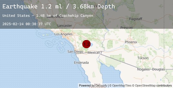 Map of 16 km N of Ocotillo Wells, CA