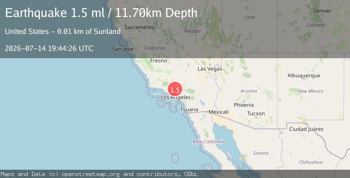 Map of 10 km NNE of Sunland, CA