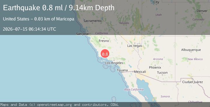 Map of 26 km SW of Maricopa, CA
