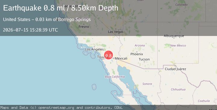 Map of 12 km SSW of Ocotillo Wells, CA