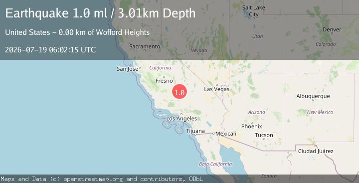 Map of 3 km SE of Wofford Heights, CA