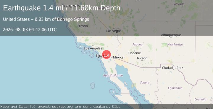 Map of 19 km SSW of Ocotillo Wells, CA