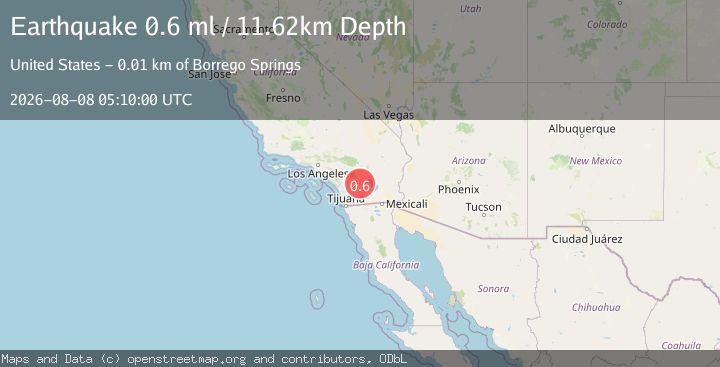 Map of 13 km NNW of Borrego Springs, CA