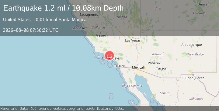 Map of 8 km WNW of Westwood, CA