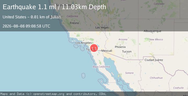 Map of 14 km ESE of Julian, CA