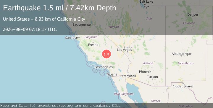 Map of 16 km WSW of Johannesburg, CA