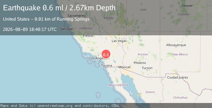 Map of 6 km NNE of Running Springs, CA