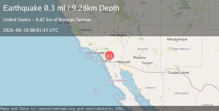 Map of 16 km N of Borrego Springs, CA