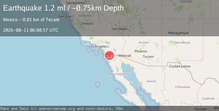 Map of 11 km NNE of Tecate, B.C., MX