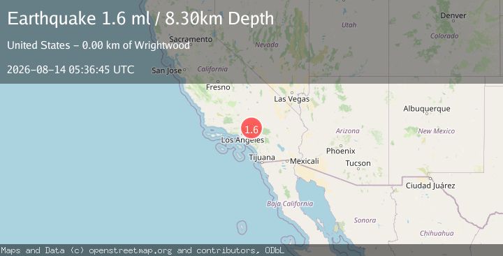 Map of 2 km WNW of Wrightwood, CA
