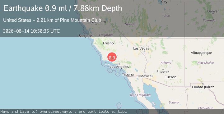 Map of 10 km WNW of Pine Mountain Club, CA